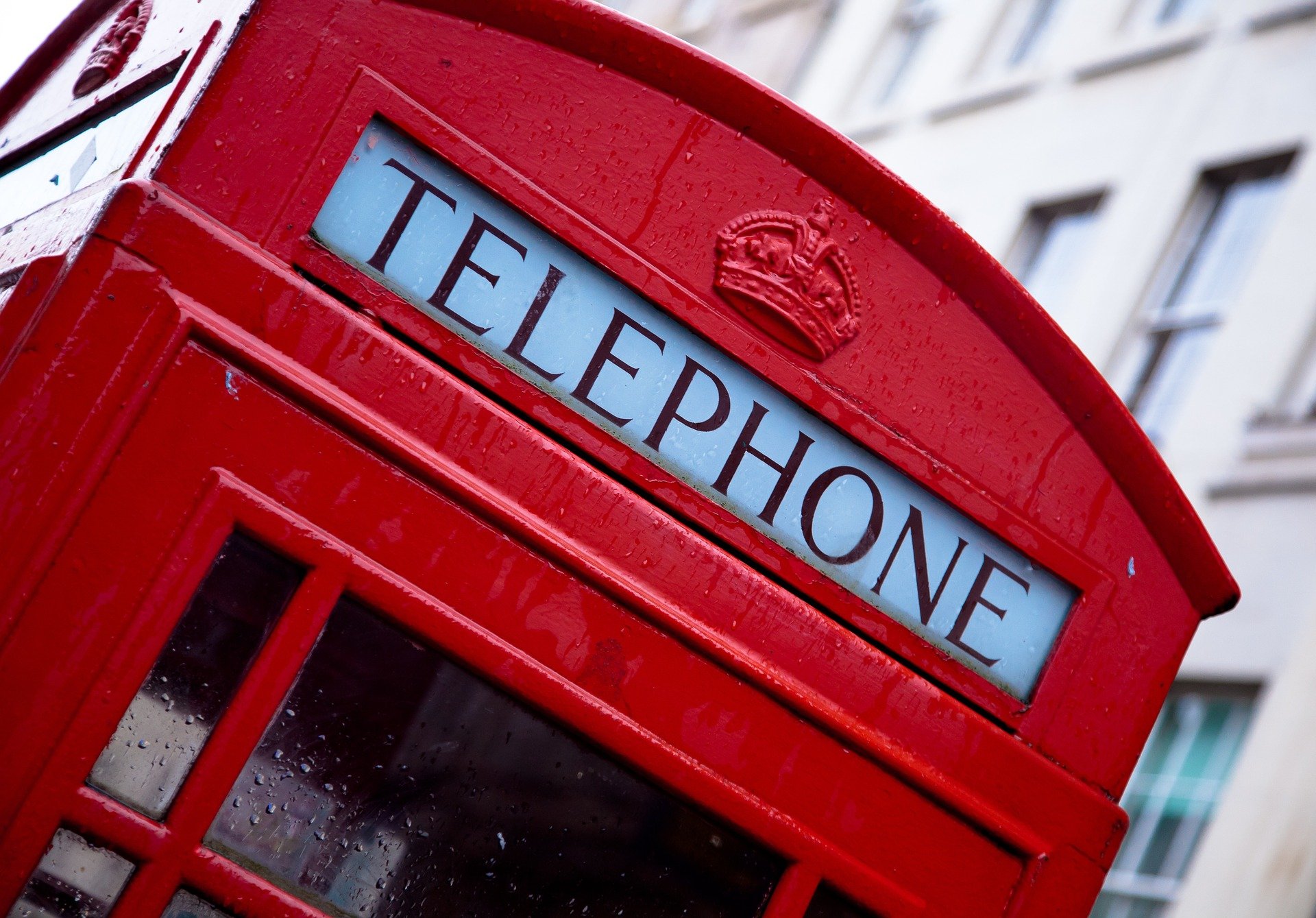Close up of a red telephone box